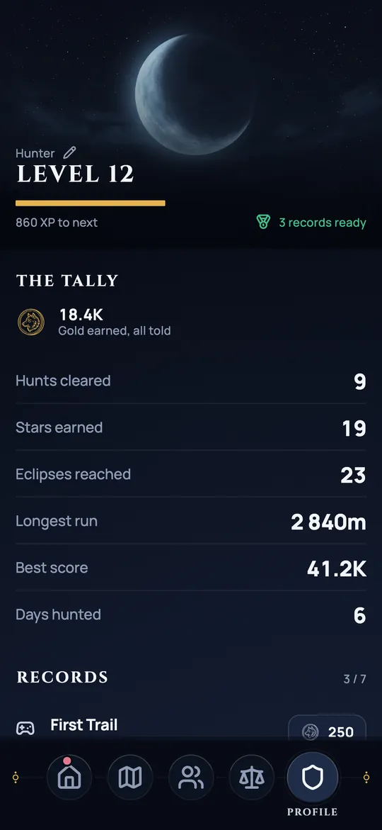 Your whole record, down to the last metre run.